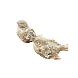 Set of 2 Vintage Style Bird Figurines. Designed w/ Weathered Rustic Cottage look